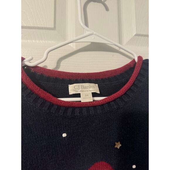 C.J Banks Christmas Black Santa Knit Sweater Embellished Holiday Grandma Sz: 3X - Picture 4 of 5